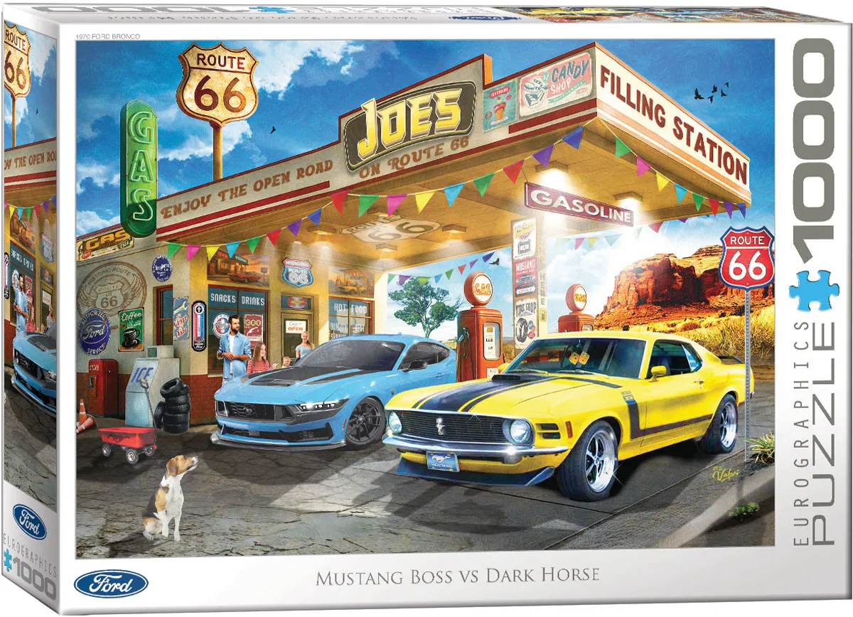 Ford Mustang 550ピースジグソーパズル Mustang Boss vs Dark Horse Puzzle at Eurographics