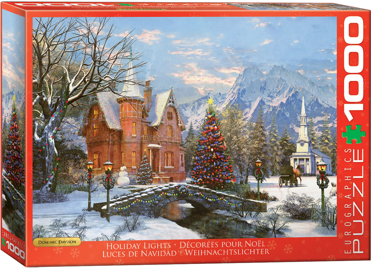 A detailed winter scene with a holiday setting, presented as digital artwork by Dominic Davison.