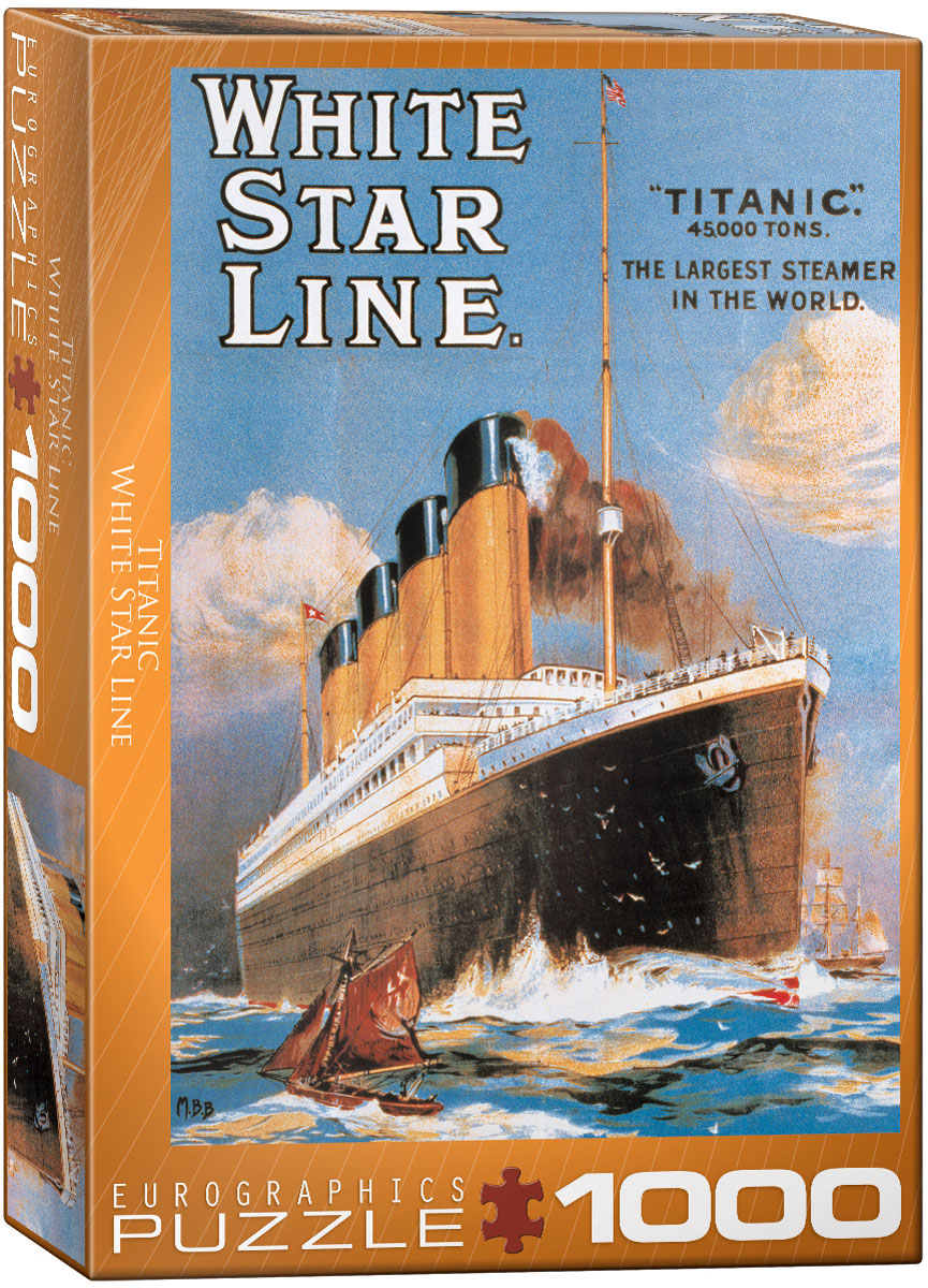 The pictured subject centers on the White Star Line and the RMS Titanic, framing the vessel through its connection to the British shipping company.