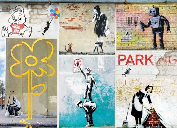 imbne banksy street artアートパネル 額装品 6000-5765_subject__thumb600.