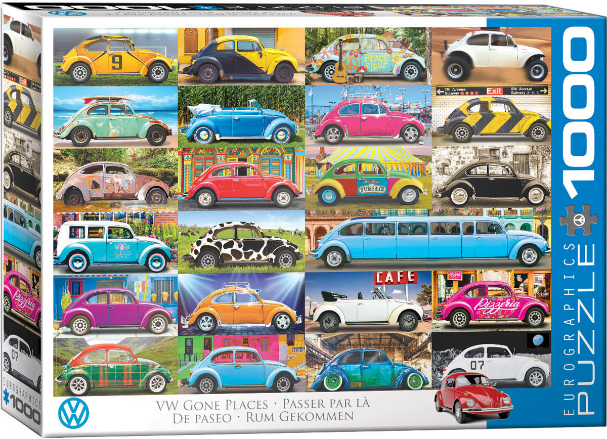 The image shows the many colors of the VW Beetle.