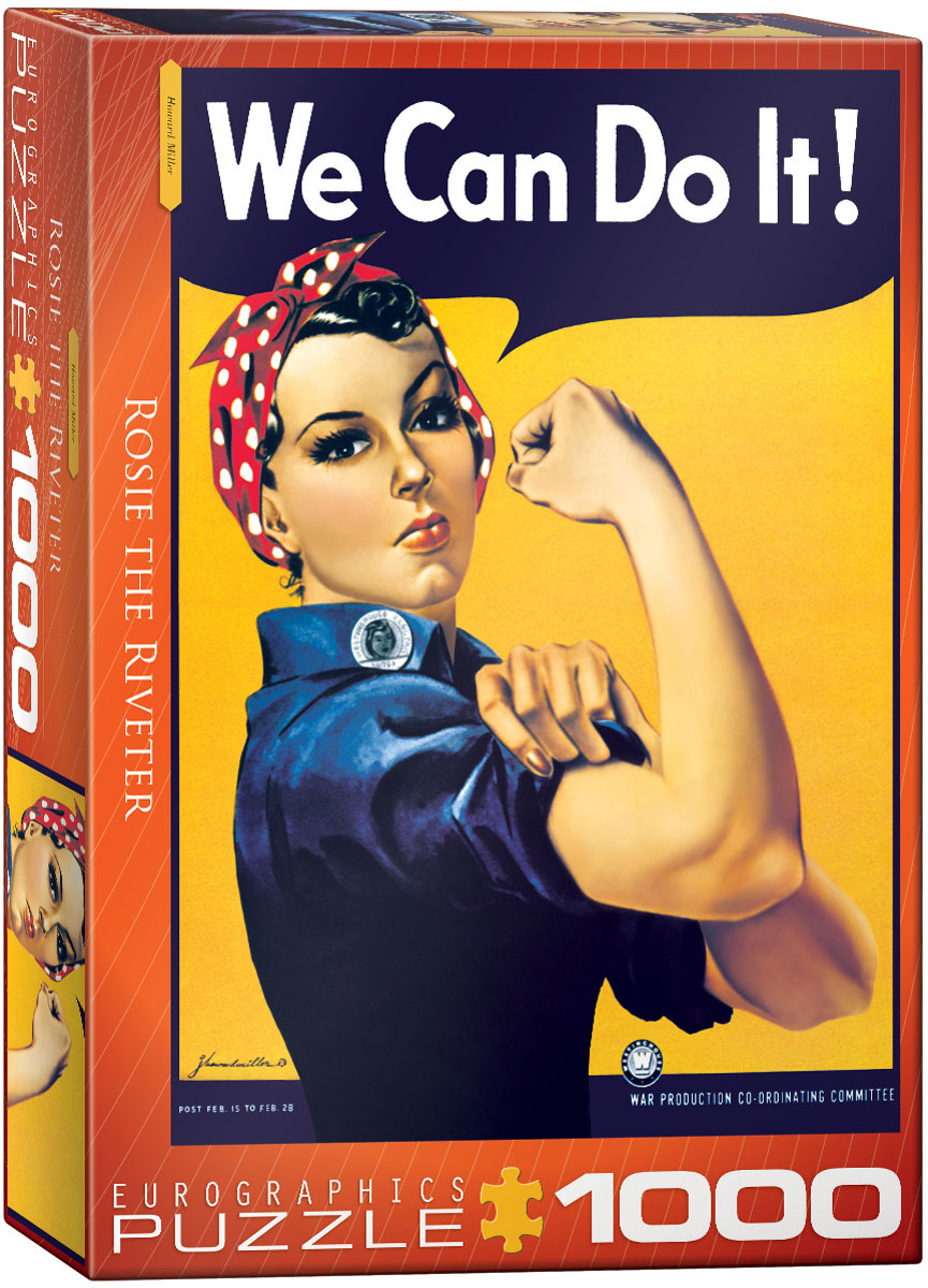A colorful motivational-poster image of Rosie the Riveter, created for Westinghouse Electric & Manufacturing Company and associated with World War II.