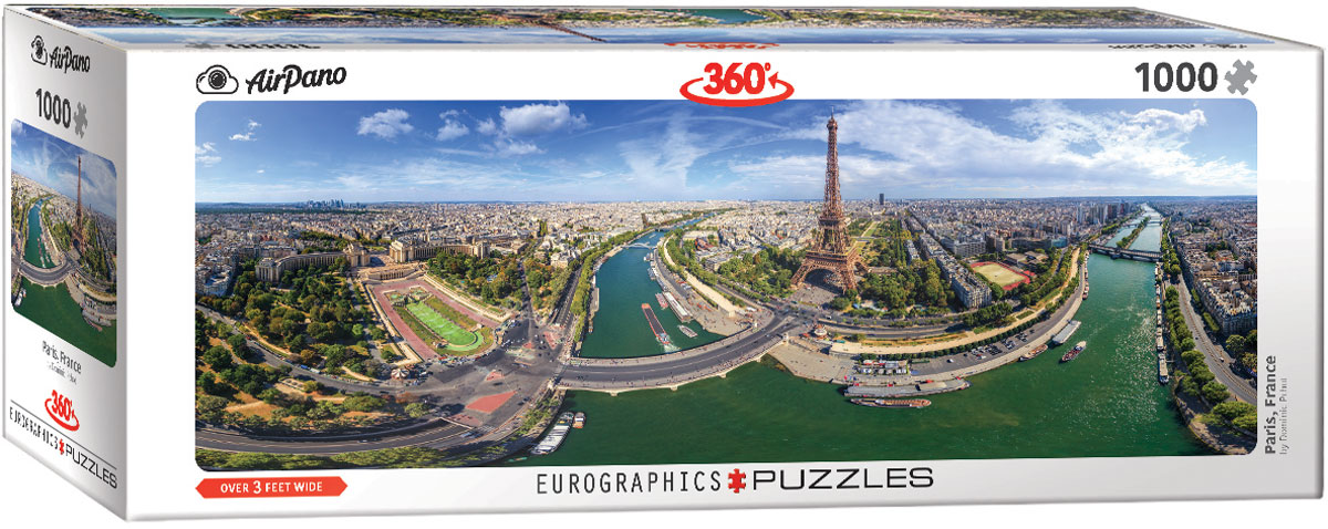 A panoramic view of Paris fills the scene, presenting the city in a sweeping horizontal composition.