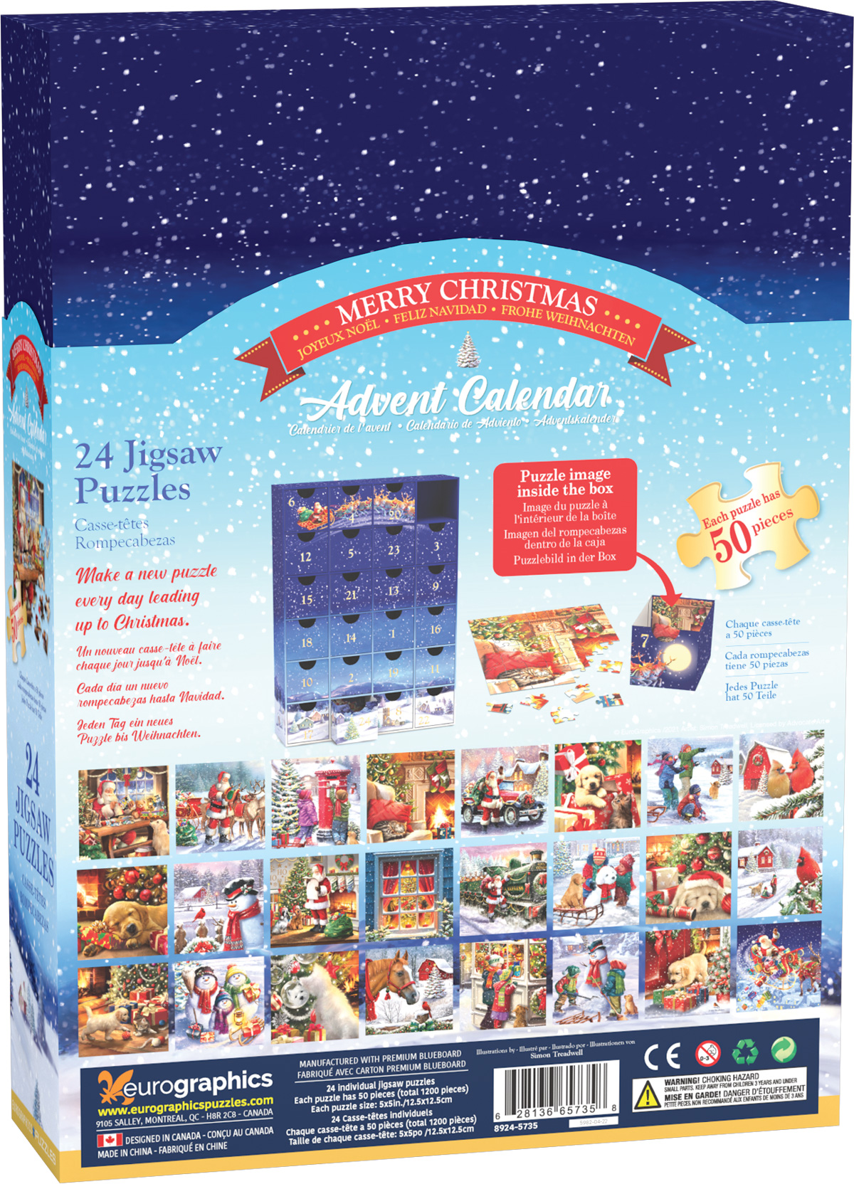 Adventskalender Puzzle 1000 Teile „Krippe“ | Mit 24 Countdown-Boxen | Weihnachts-Puzzle Für Die Familie
