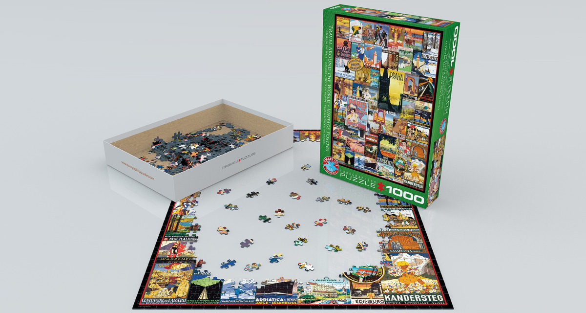 1000-Piece Jigsaw Puzzle: 'World Travel' Vintage Poster By Anderson Design Group - Made In USA