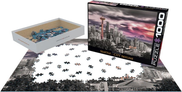 細川真希 原画「People in Seattle 2011」16×26cm Seattle - Space Needle Puzzle at Eurographics
