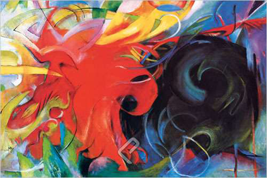Kampfende Formen (Fighting Forms), Art Print by Franz Marc at Eurographics