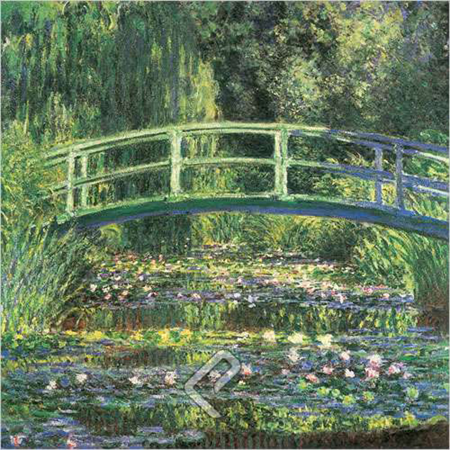 Water Lilies and Japanese Bridge, Giclee Print on Canvas by Claude