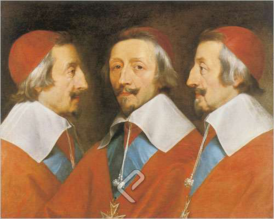 Triple Portrait of Cardinal Richelieu, Giclee Print on Canvas by ...