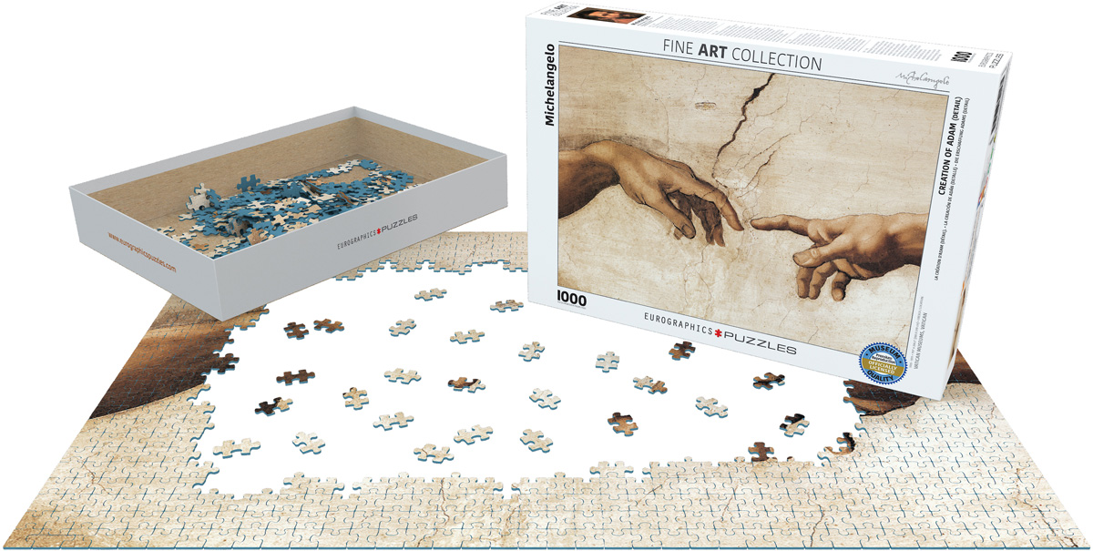 Creation of Adam Hands Detail Jigsaw Puzzle by Michelangelo