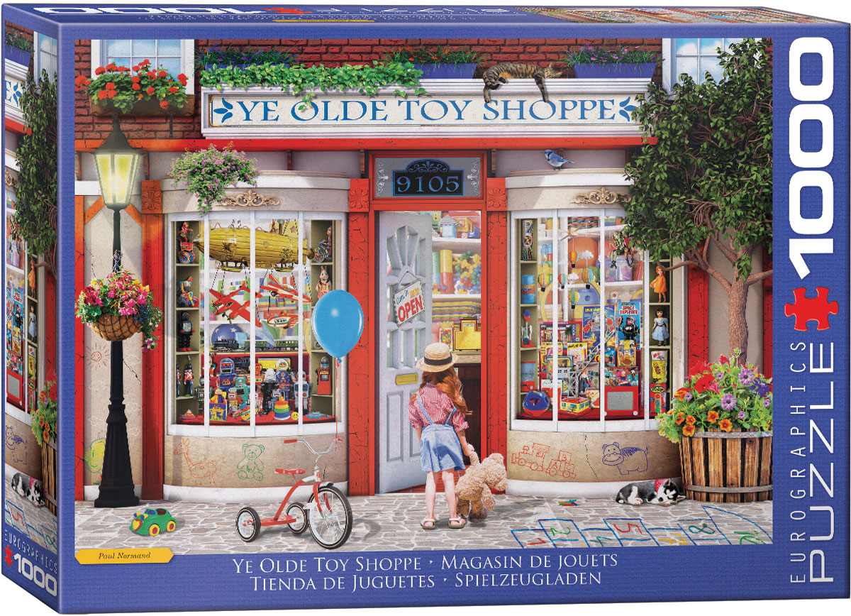 A toy-shop setting centered on childhood delight and the anticipation of play.